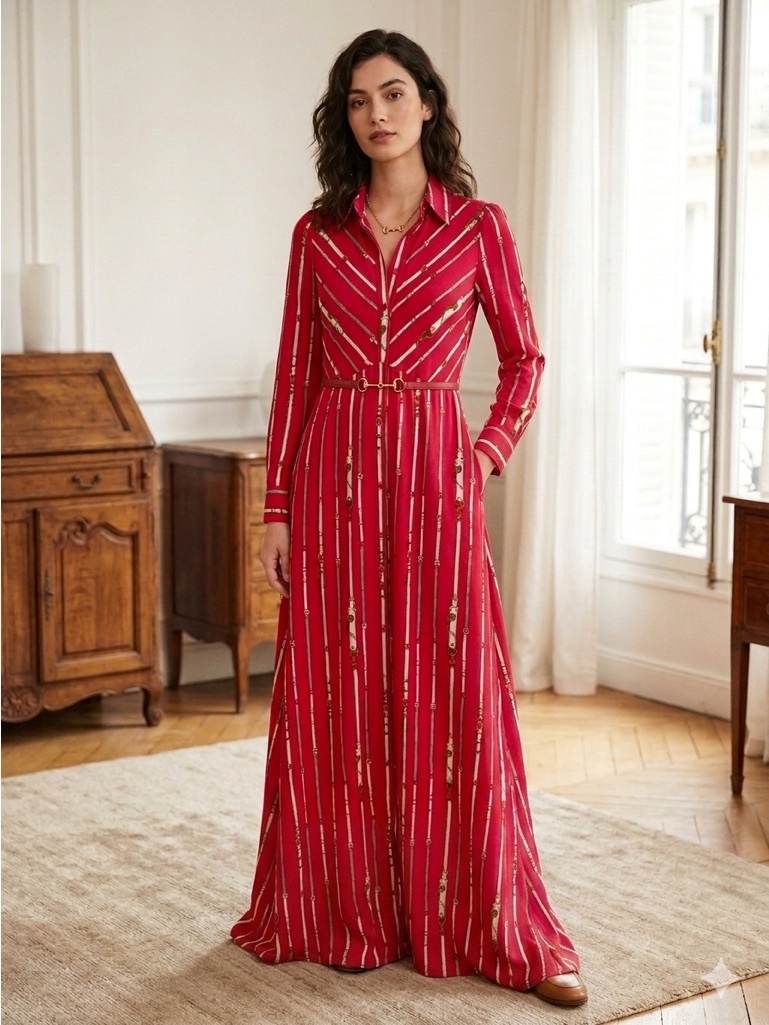 Slumber Squad Maxi Dress Equestrian Red White Striped Party Event Medium